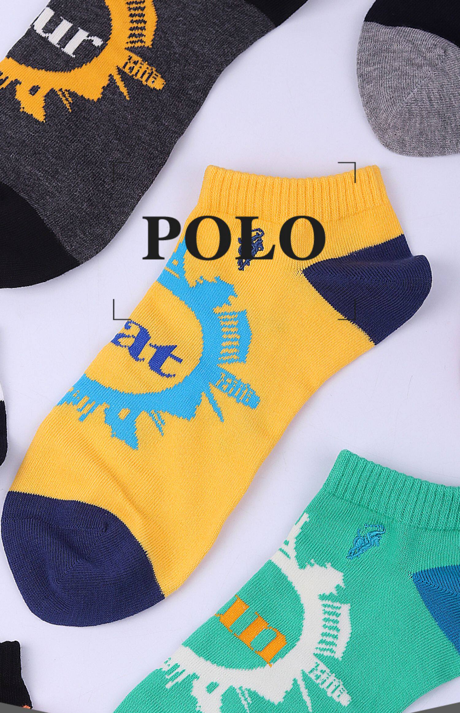 polo运动袜子男短袜夏季男士袜子中筒棉袜春季运动袜男彩色男袜潮_哦