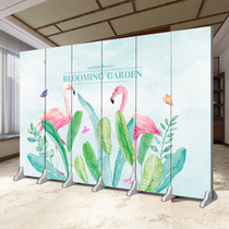 Screen Partition Wall Living Room Fabric Background Bedroom Nordic Plantain Leaf Bedrooms Shelter Home Folding Mobile Plants