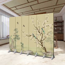Chinese worker stroke flower bird screen partition Easy folding living room bedroom office hotel modern minimalist mobile folding