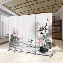 Screen partition to block the door into the small apartment living room entrance Feng Shui Lotus Zen movable folding Buddha room