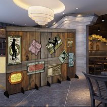 European-style screen partition wall retro living room fabric bar folding mobile economy hotel bedroom shelter home