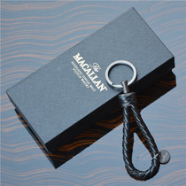 UK MACALLAN SINGLE MALT WHISKY GIFT BRAIDED CAR LEATHER KEYCHAIN SMALL GIFT BOX
