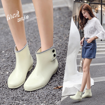 Cute transparent Womens rain shoes Korean summer fashion rain boots non-slip overshoes waterproof shoes womens short tube water boots rubber shoes