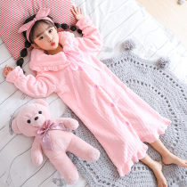 Childrens nightdress coral velvet autumn and winter Princess little girl baby home clothes robe flannel pajamas spring and autumn bathrobe