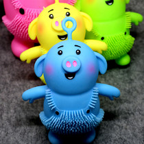 Pig year pig man glowing vent flash ball Feifei hair ball shaking sound with pig pig childrens toy decompression ball