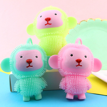 Ground stall night market Hair Ball small monkey vent flash ball macaron color childrens toys glowing cartoon