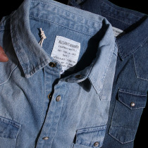 Foreign trade exports to Europe and the United States tail goods cut mens washing old British style thickened loose denim long sleeve shirt tide