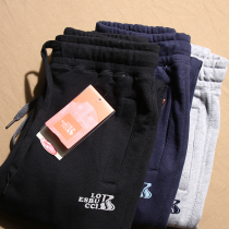 Foreign trade Mens daily single knitted combed terry cotton exquisite embroidery loose sports beam foot sports Four Seasons trousers