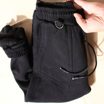 Foreign trade export day single tail single autumn and winter sports warm plus velvet thick twill gauze cotton small foot casual pants men