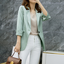 Summer large size thin section suit jacket female fat mm Korean version professional commuting slim three-quarter sleeve suit 200 catties tide