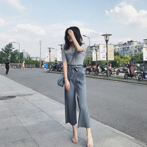 2022 summer new fashionable light ripe wind temperament wide leg pants set female Korean version of small fresh slim two-piece set tide