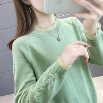  Loose and thin knitwear womens long-sleeved Korean version of autumn new fungus collar bottoming shirt wild thin sweater pullover