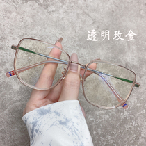ins big frame myopia glasses women can be equipped with degree round face thin Korean version of tide plain decoration polygon mens frame