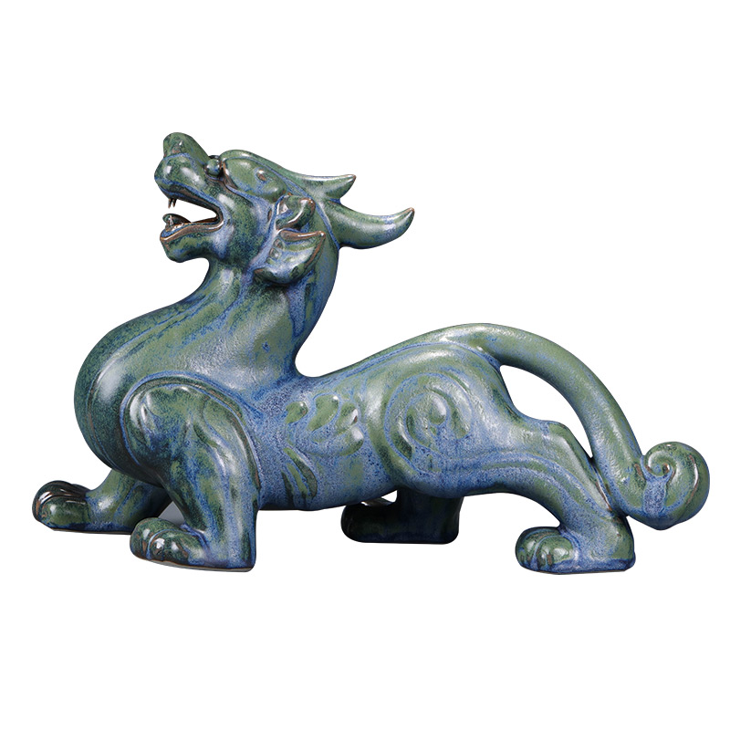 New Chinese style of jingdezhen ceramics and bronze, the mythical wild animal furnishing articles town house feng shui living room decoration