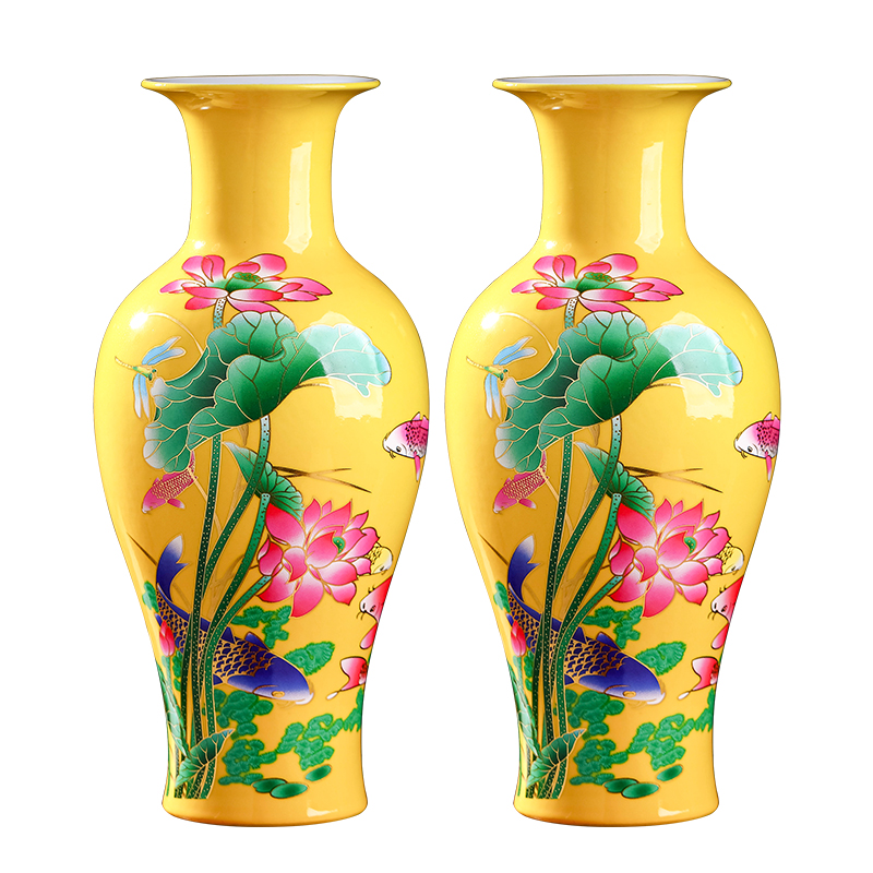 Jingdezhen ceramic powder enamel vase furnishing articles living room flower arranging Chinese style household wine rich ancient frame decorative porcelain