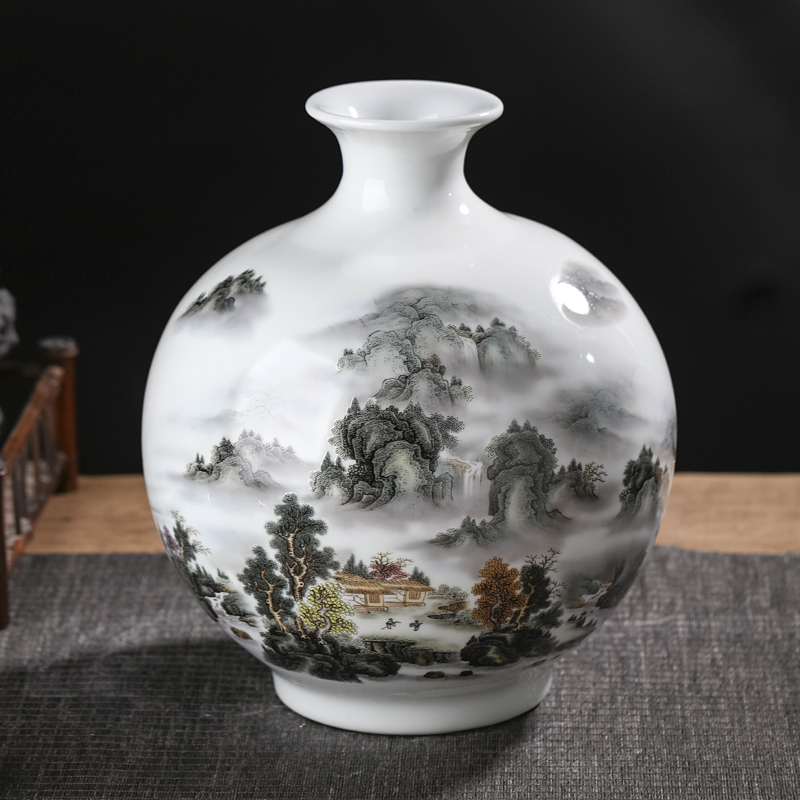 Jingdezhen ceramics vase furnishing articles living room flower arranging Chinese style household wine rich ancient frame decorative arts and crafts