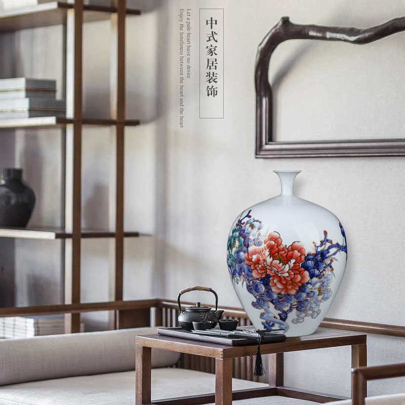 Jingdezhen ceramics famous hand - made celadon blooming flowers vase furnishing articles sitting room flower arranging Chinese style household act the role ofing is tasted