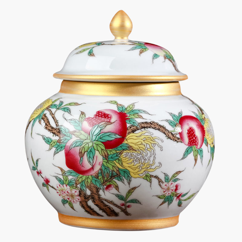 Jingdezhen porcelain enamel caddy fixings large half jins of household seal pot puer tea, green tea tea pot