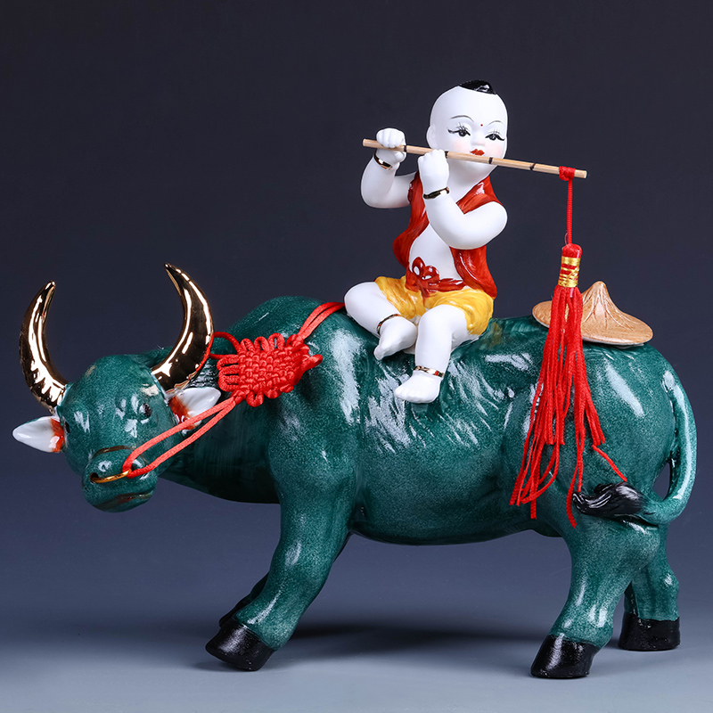 Jingdezhen ceramics cowboy ride to feng shui plutus evil spirit handicraft furnishing articles home wine sitting room adornment