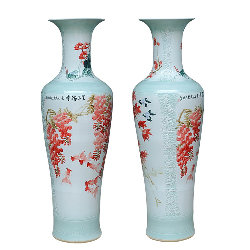 Jingdezhen ceramics hand - made landing big vase 1 m 2 gold, new Chinese style electric sitting room ark, furnishing articles