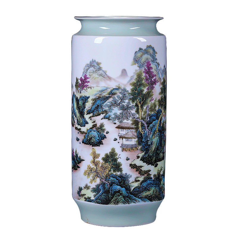 Jingdezhen ceramics green glaze landscape of large vases, flower arranging new Chinese style living room TV ark adornment furnishing articles