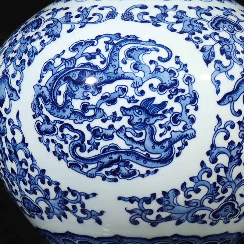 Jingdezhen ceramics imitation qianlong hand - made feng shui gourd of blue and white porcelain vase furnishing articles furnishing articles the new Chinese rich ancient frame