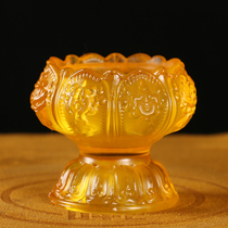 Colorful glass candlestick Ghee lamp holder High foot Lotus candle lamp holder for Buddha lamp for Changming lamp base