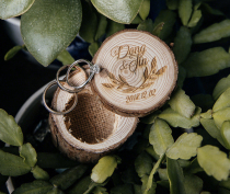 Personality retro creative forest wedding wooden ring holder ring pillow box Bridal ring pillow shooting props