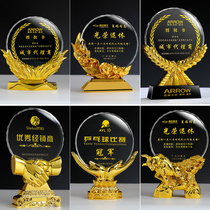 Excellent employee champion creative resin five-pointed star crystal trophy custom-made medals lettering authorization brand children