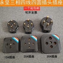 Black three-phase four-line 15A 20A 30A 380V four-hole plug eternal industry four-pole pin socket