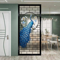 Modern Minimalist Art Glass Screen Bedroom Partition Wall Trim double sided light transmission starter Guan Guan Living Room Peacock
