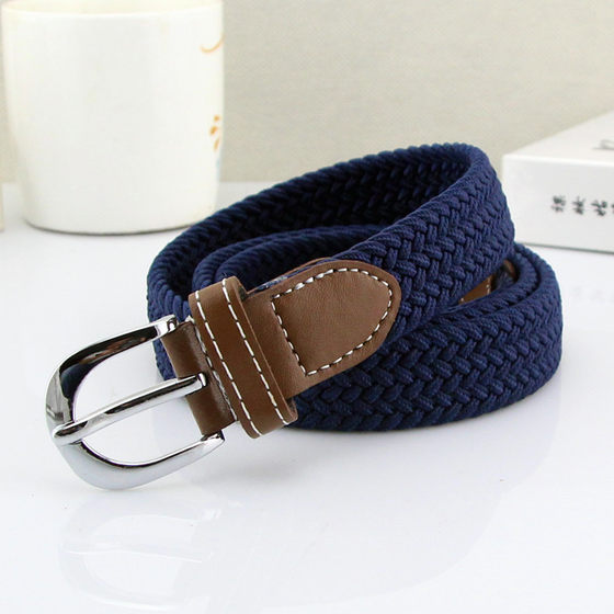 Canvas belt ladies stretch woven elastic pants men and women Korean version of the wild casual youth students thin belt tide