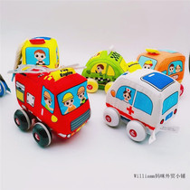 jollybaby toy car return to the car can bite the baby police car fire truck cloth can be removed and washed in June