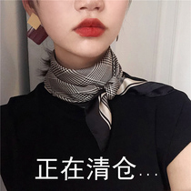 Retro bird grid small square scarf women thin silk scarf Spring and Autumn Winter new scarf Korean decoration Joker stewardess scarf