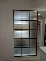 Black narrow frame Changhong glass screen partition sliding door Titanium magnesium aluminum alloy thin frame Nordic style kitchen balcony door