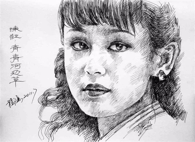 明星素描肖像,全是钢笔画的!