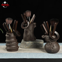 Pro-rhyme ceramic tea ceremony six gentlemen set Ebony kung fu tea set Tea Tea clip tea spoon tea needle pot pen accessories