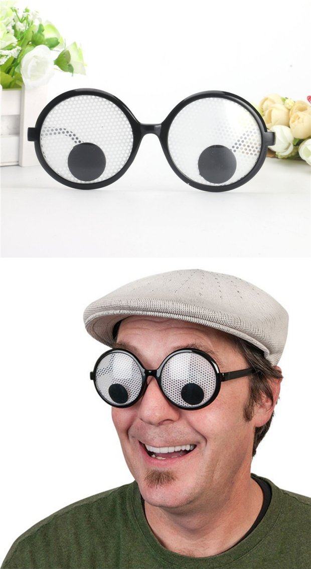 创意会转动的眼珠圆框搞怪可爱派对眼镜自拍娱乐活动游戏眼罩道具_7折