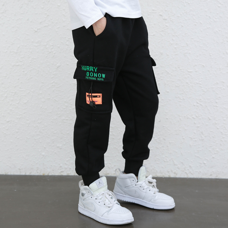 Boy spring pants pants 2021 Spring children's work pants CUHK Tong Shuai Sports pants Pants Foreign Pie Cool Trousers