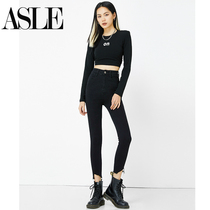 Black high-waisted jeans women slim-legged pants spring 2021 New skinny stretch ankle-length pants