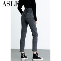 Smoke gray small straight jeans womens summer high waist eight-point small man 2021 new loose thin cigarette tube pants