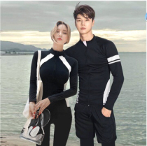 South Korean couple diving suit zipped split male and female snorkeling long sleeve sunscreen speed dry surf jellyfish swimsuit
