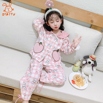 Girls pajamas cotton long sleeves spring and autumn clothes