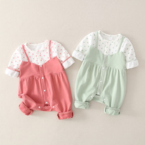 Baby jumpsuit spring and autumn 6-12 months spring women Baby long sleeve ha clothes climbing clothes spring clothes tide