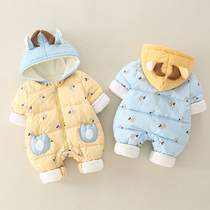 Newborn baby down jacket thickened baby winter clothing jumpsuit toddler toddler out hug suit warm winter clothes
