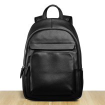 Leather backpack mens fashion trend cowhide Korean small mini mens backpack youth schoolbag casual mens bag