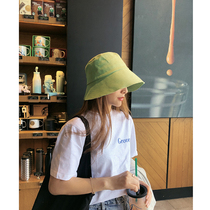 Avocado green hat Net red Japanese irregular brim Fisherman hat summer sunscreen sun hat