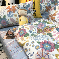 ins hipster American pastoral style small floral four-piece cotton cotton literature 1 5m single quilt cover bed