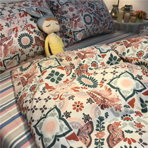 American pastoral style denim cotton cotton 1 5m1 8 meter B & B apartment quilt cover sheets Bohemia