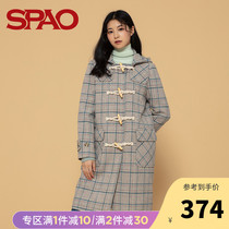 SPAO women wool coat 2021 new sheep horn buckle casual fashion trend Korean version SPJW94VS23
